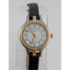 Carriage Watch Women 25mm Two Tone Case Thin Leather‎ Band- New Battery